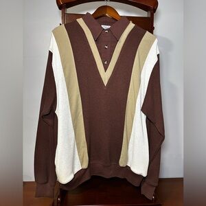 Haband Casual Joe Men’s Large Retro 80s Grandpa Shirt, Sweater, Buttons, Collar